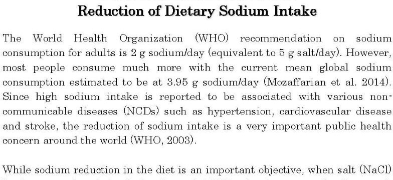 Glutamate Contributes to the Reduction of Dietary Sodium Intake