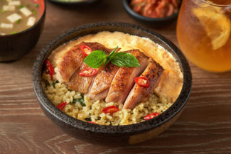 <b>Green Curry Fried Rice with Scrambled Egg and Teriyaki Chicken</b>